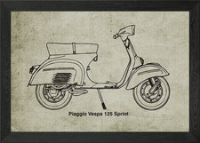 Poster arte parete con cornice Piaggio Vespa 125 Sprint quadro stampa tela
