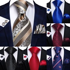 Men's Tie Set 3 Pieces Necktie Pocket Square Cufflinks Multicol Wedding Party