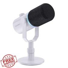 FEELWORLD PM1 XLR USB Dynamic Mic Podcast PC Gaming Studio White