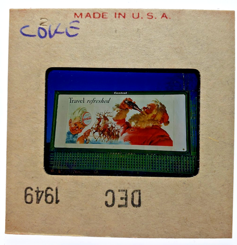 Kodachrome Red Border Slide | *1949* COCA-COLA COKE SANTA Billboard Sign Ad - Picture 2 of 3