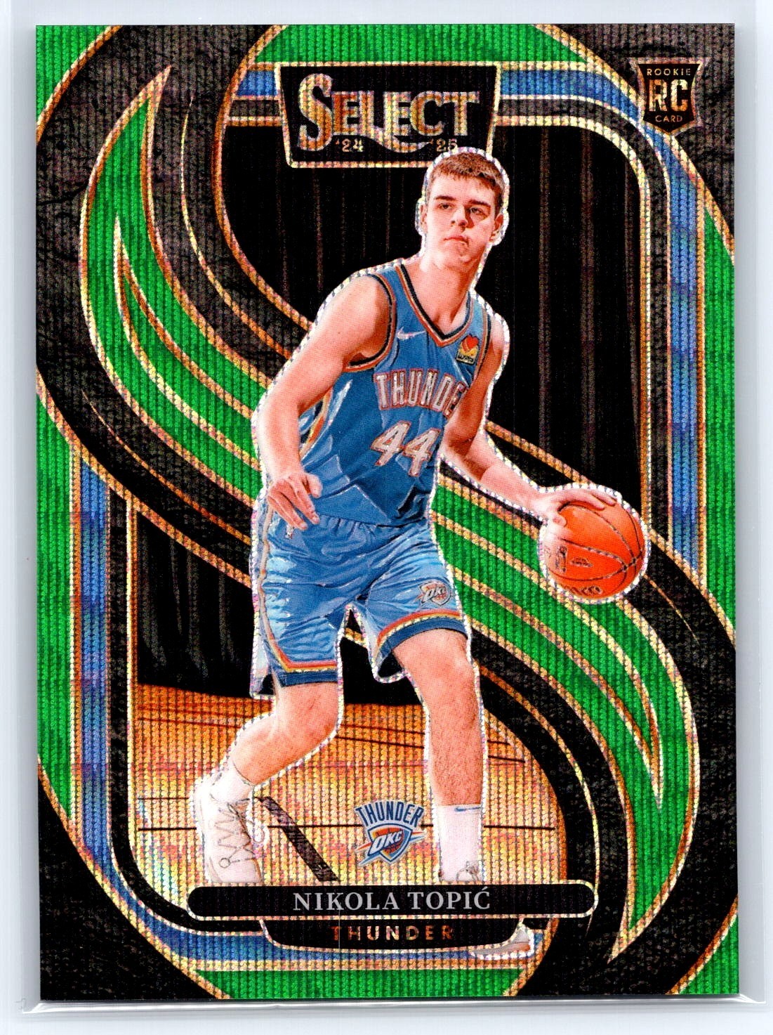 Nikola Topic 2024-25 Panini Select /50 Premier Level Prizm Green Wave RC Thunder