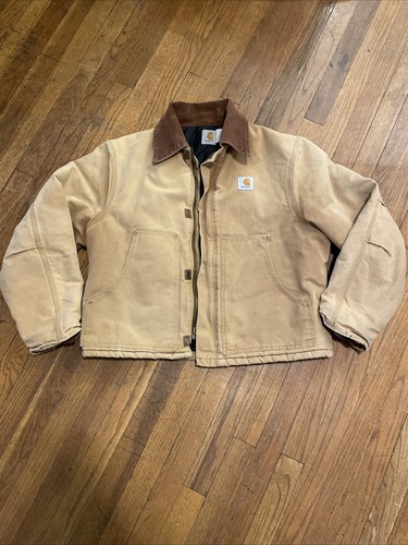 Vtg Carhartt JQ186 Jacket Mens Distressed Arctic Detroit Quilted Canvas