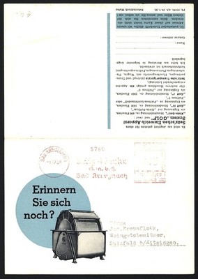 Vertreterkarte Kreuznach /Rhld., Seitz-Werke GmbH, Einweichapparat System Golf  