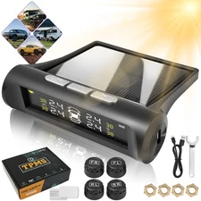 Car TPMS Tire Tyre Pressure Monitoring System + 4 External Sensor Solar Wireless