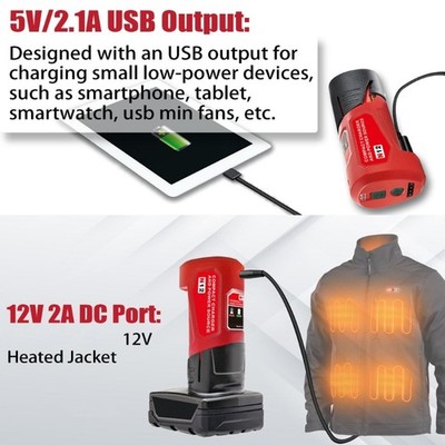 Battery Charging Adapter Portable Power Source Adapter with Type C USB for N12
