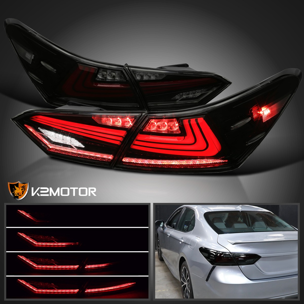 Black/Smoke Fits 2018-2022 Toyota Camry LED Tail Lights