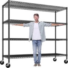REIBII 60" W Storage Shelves 3000LBS Wire Shelving Unit with Wheels Heavy Duty M