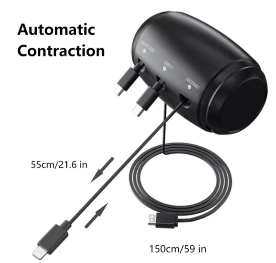 W&A Multi Car Retractable Cord 3 in 1 Power Charging Station Car Charger - Image 3 of 4