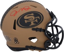 Joe Montana 49ers Signed Riddell 2023 Salute to Service Mini Helmet-Red Ink