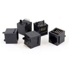 5 x Black Plastic Shell RJ45 8P8C Modular Network LAN Ethernet PCB Jacks Socket