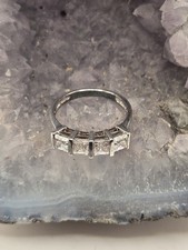 Sterling Silver 925 CZ Princess Cut 4 Stone Ring Size 7