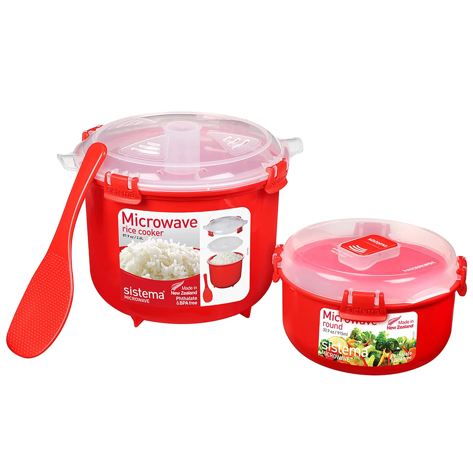 Microwave Rice Cooker & Food Container Set with Steam Vents | BPA-Free | 2 Count