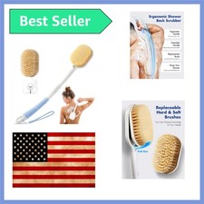 Ergonomic Back Scrubber for Shower - Anti Slip Long Handle Bath Brush with St...