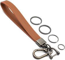 Car Fob Key Chain Genuine Leather Wristlet Strap Keychains Holder for Men and Wo