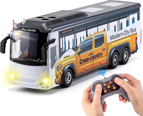 Remote Control Red Bus 9 Channel RC Bus for Kids, 2.4G Remote Control City Buses with LED ...