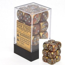 Chessex Dice d6 Sets: Lustrous Gold with Silver - 16mm Six Sided Die 12 Blo...