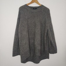 Zara Knit Pullover groß grau Wollmischung Langarm