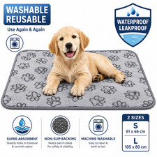 Washable Pee Pads for Dogs Absorbent Reusable Non-Slip Training Mat 46x61cm