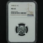 Lincoln Steel Wheat Cent. 1943 D. NGC MS 65 Lot # 9066-375-5836419-025