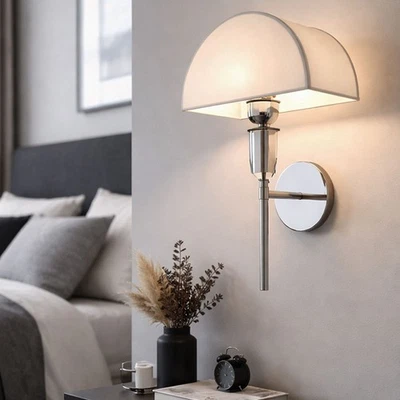 Wandlampe Wandleuchte Wohnzimmerlampe Schlafzimmerlampe Metall Chrom E27 Fassung - Bild 1 von 4
