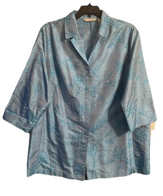 French Laundry New Women Blouse 100% Silk embroidered Beads 1X social Occasion 