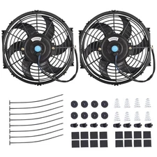 2X 10"Universal Slim Fan Push Pull Electric Radiator Cooling 12V Mount Kit Black