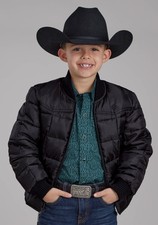 Roper Kids Boys Poly Fill Western Black 100 Polyester Softshell Jacket XL