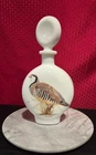 Vintage 1969 J.W. Dant Milk Glass Decanter Chukar Partridge Field Birds