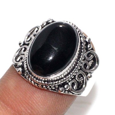 925 Silver Plated Awesome Black Onyx Ring US 7.5 Unique Daily Wear Gift JW