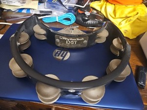 Rhythm Tech DST Drum Set Tambourine Black 8 Double Row 16 Steel Jingles - G4