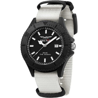 Herrenuhr SECTOR SAVE THE OCEAN R3251539003 Stoff Weiß Schwarz Sub 50mt FIV