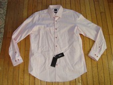 HUGO BOSS MEN'S REGULAR FIT EASY IRON PINK SHIRT SIZE 17 1/2 OR XL OR 44 BNWT 