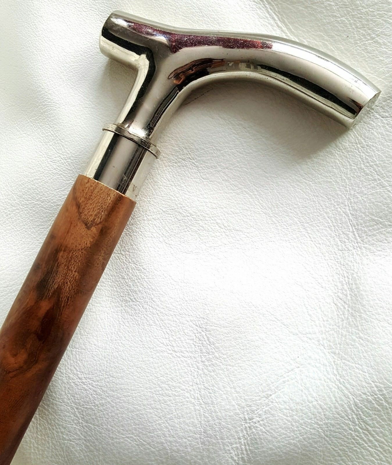 Vintage Nautical Brown Solid Brass Handle Stick W… - image 5