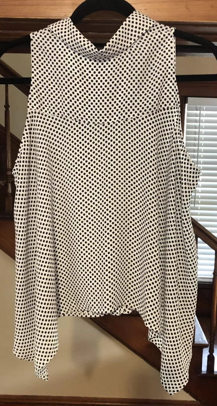 Express Collared Button Down Cropped Top Polka Do… - image 8