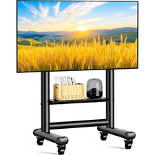 Modern Mobile TV Stand Large Rolling TV Cart for 50 to 92 inch Flat Panel Screen