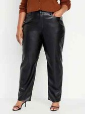 Old Navy High-Waisted OG Straight Black Faux-Leather Ankle Pants Size 20 Nwt