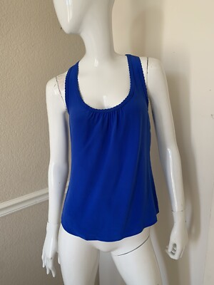 TRINA TURK NEW! Royal Cobalt Blue 100% Silk Charmeuse Racerback Tank Top Sz P
