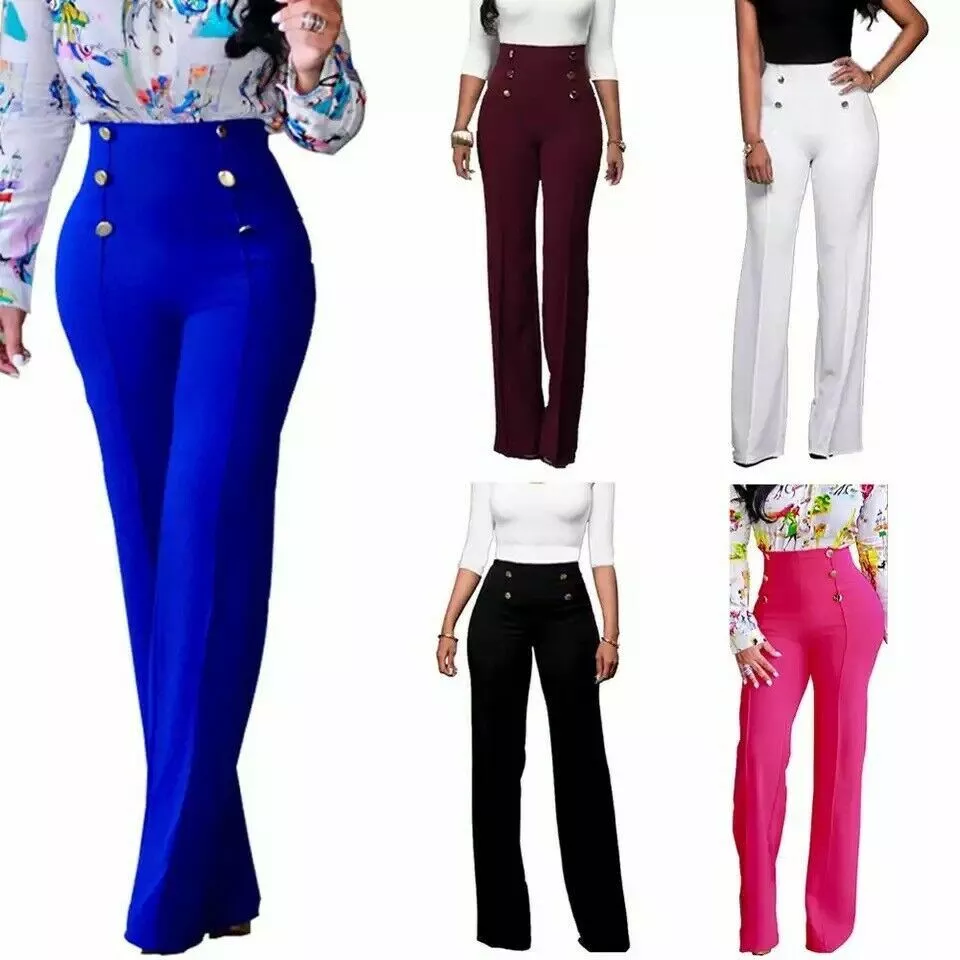 Pantalón Casuales Pantalones Largos Para Mujer Cintura Alta Elegantes de  Moda