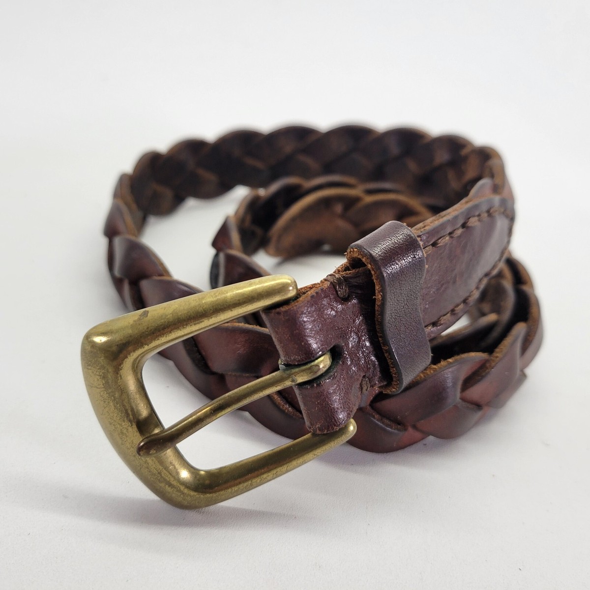 Express Braided Belt 30 32 Medium Italian Leather Brown  display picture 3