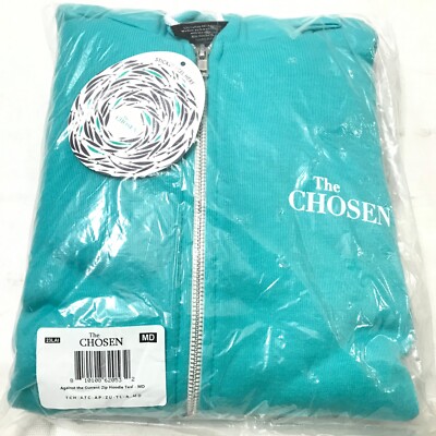 The Chosen ''Against The Current'' Hoodie Sweatshirt Adult Size M Teal Zip Up New