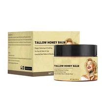 Whipped Beef Tallow and Manuka Honey Balm 4 Oz, Unscented, Grass Fed & Finished