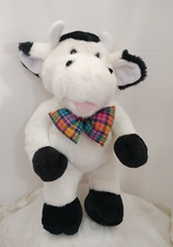 Commonwealth Black And White Cow With Plaid Bow Tie 15  Plush Stuffed Animal
