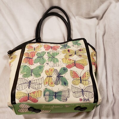 BRIGHTON RARE VERA NEUMAN BUTTERFLY TOTE SHOULDER HANDBAG GARDEN HTF