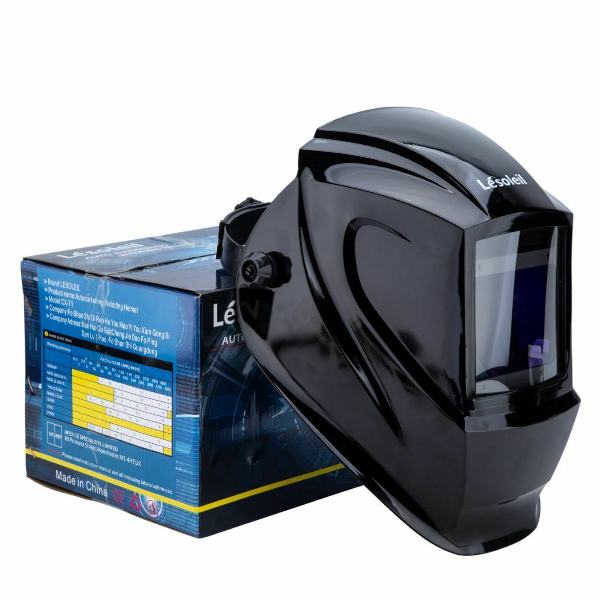 True Color Solar Auto Darkening Welding Helmet Large View Mask for Mig Grinding Black