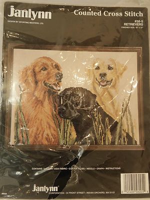 Kit Broderie Janlynn – Retrievers #58 – 5 Chiens, Tenture Murale – Neuf
