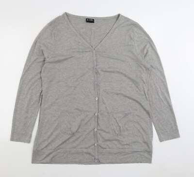 B. You Damen grau V-Ausschnitt Viskosemischung Cardigan Größe 10