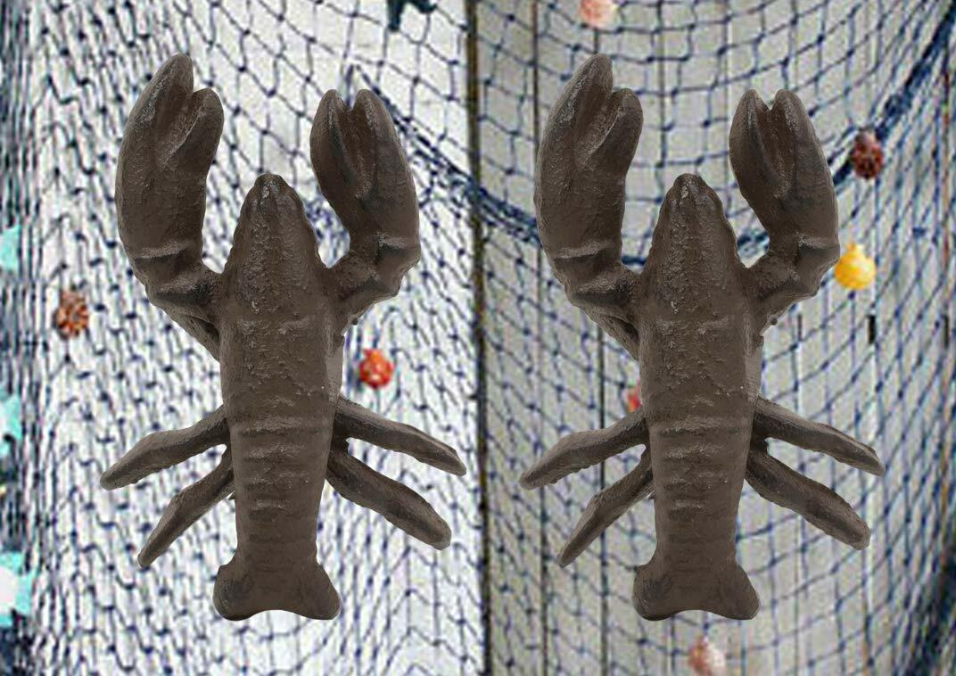 Cast Iron Nautical Cajun Crawfish Baby Lobster Decorative Accent Decor Set Of 2