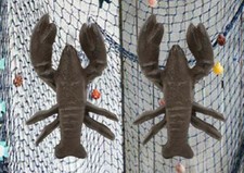 Cast Iron Nautical Cajun Crawfish Baby Lobster Decorative Accent Decor Set Of 2