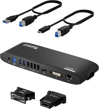 USB 3.0 Universal Docking Station for Windows MacOS Dual HDMI Monitors DVI/VGA