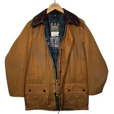 Barbour Vintage Beaufort Wax Jacket A185 Sandstone Tan C38/97CM Small Rare 90s